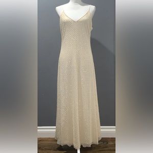 Zara Women’s Beaded Sequins Maxi Dress Beige Size M NWT.